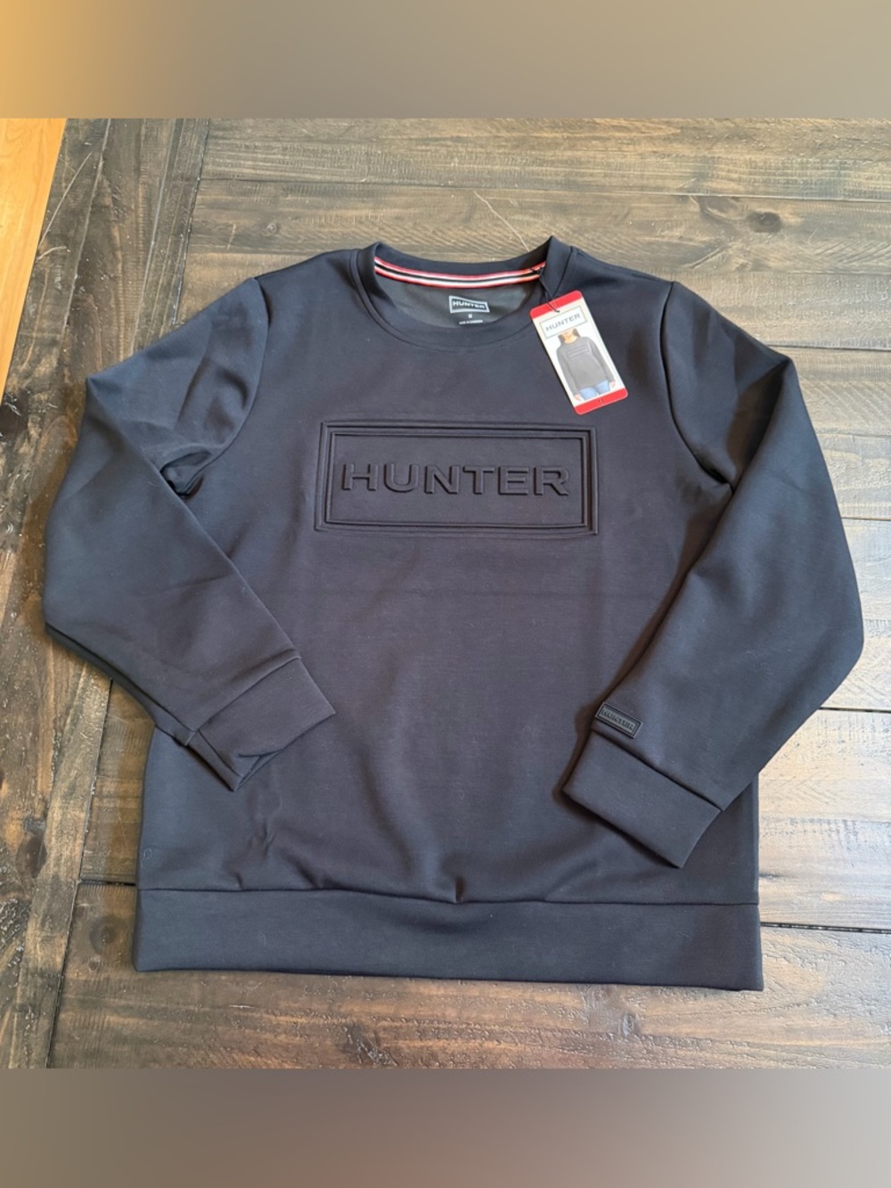 Hunter Black Embossed Logo Crewneck Sweatshirt